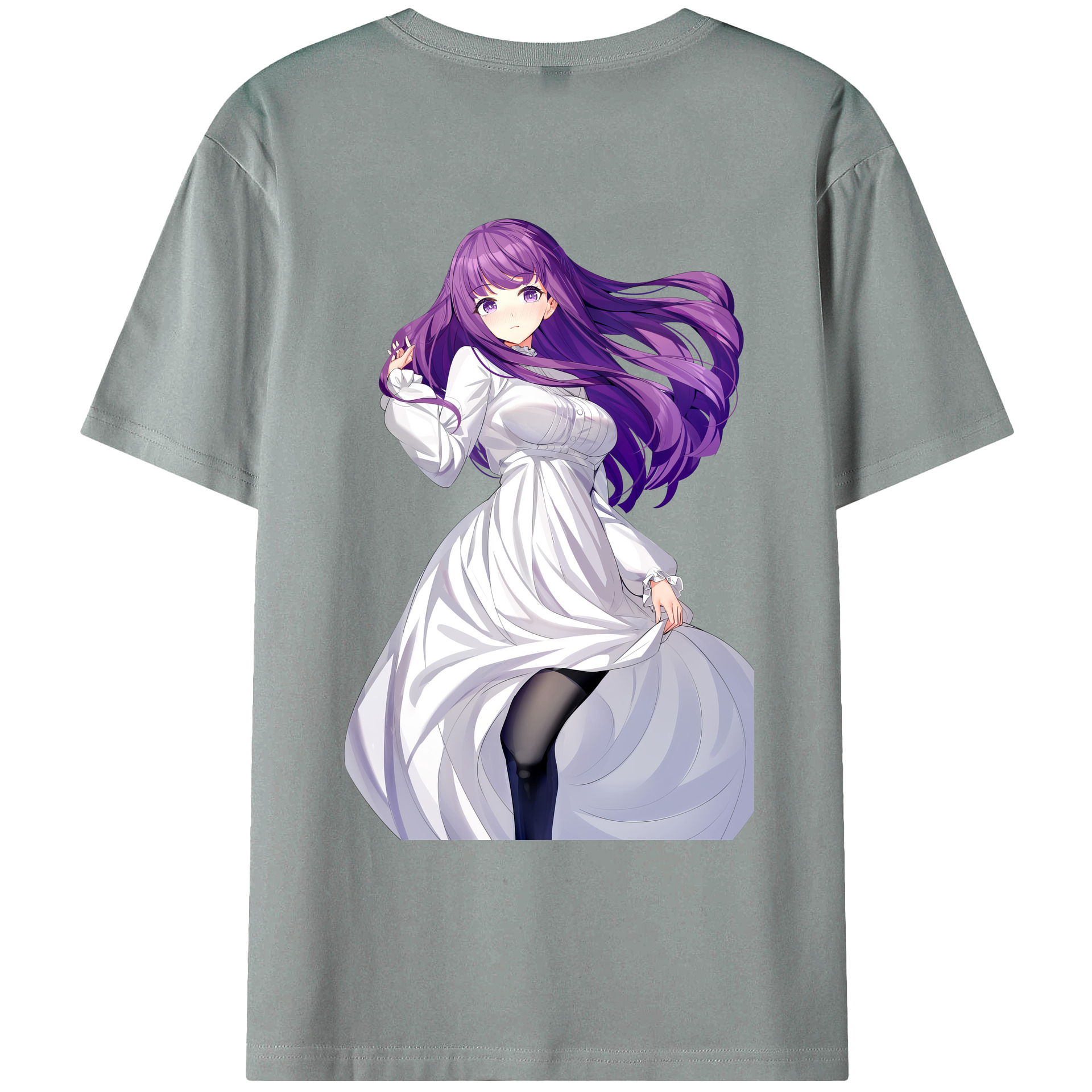 （画像用） 葬送のフリーレン Frieren 綿100％ メンズ半袖Tシャツ（バックプリント） 通気性